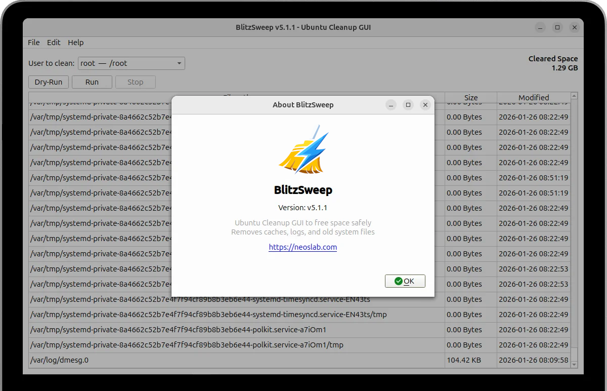 BlitzSweep GUI Interface showing help options